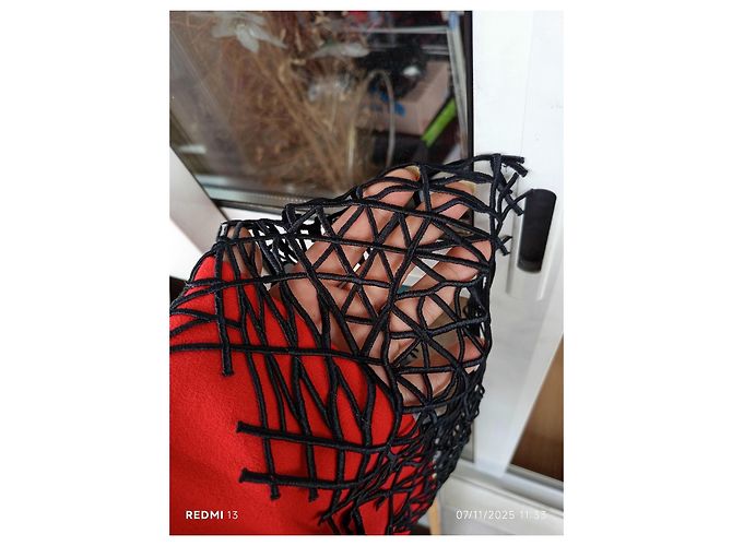 Gonna Christopher Kane in lana rossa e nera Nero Rosso - vista 7