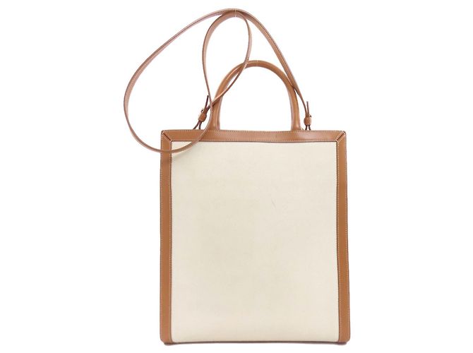 Céline Borsa a mano verticale Cabas 2 in 1 Celine Marrone Bianco - vista 2
