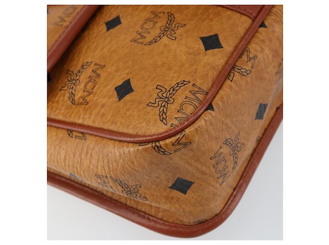 Borsa a Spalla MCM Logogram Vicetos PVC Marrone Oro Auth 163259 - vista 11