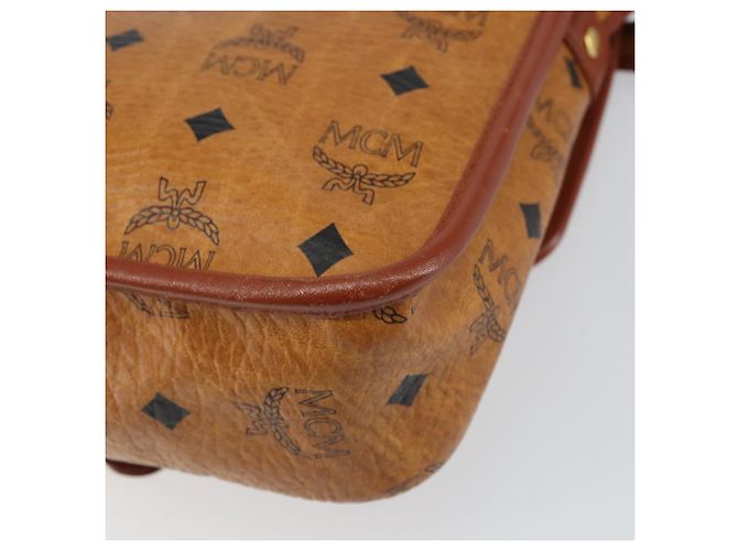 Borsa a Spalla MCM Logogram Vicetos PVC Marrone Oro Auth 163259 - vista 12