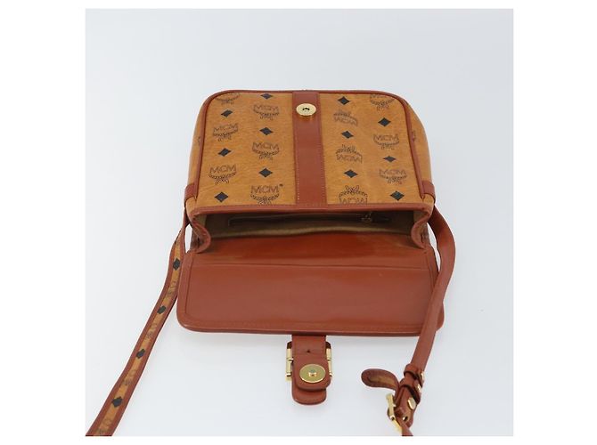 Borsa a Spalla MCM Logogram Vicetos PVC Marrone Oro Auth 163259 - vista 16