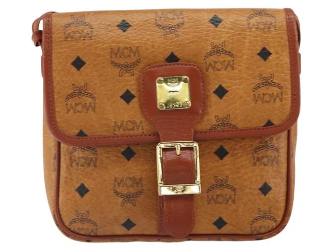 Borsa a Spalla MCM Logogram Vicetos PVC Marrone Oro Auth 163259 - vista 2