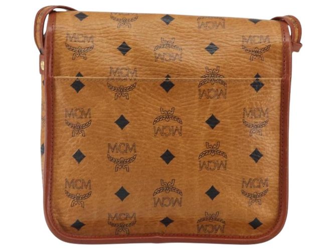 Borsa a Spalla MCM Logogram Vicetos PVC Marrone Oro Auth 163259 - vista 3