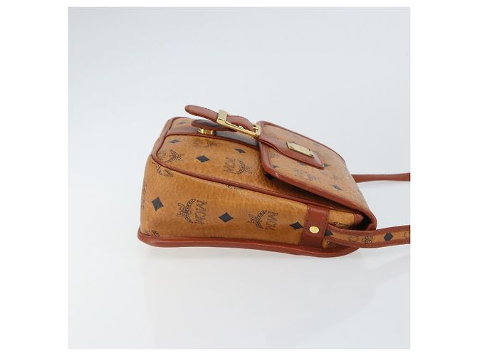 Borsa a Spalla MCM Logogram Vicetos PVC Marrone Oro Auth 163259 - vista 4