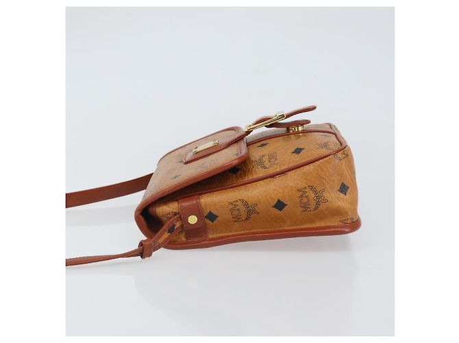 Borsa a Spalla MCM Logogram Vicetos PVC Marrone Oro Auth 163259 - vista 5