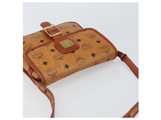 Borsa a Spalla MCM Logogram Vicetos PVC Marrone Oro Auth 163259 - vista 6
