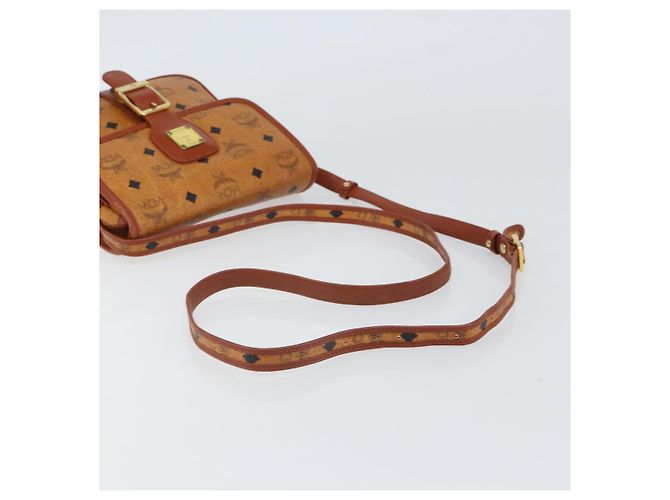 Borsa a Spalla MCM Logogram Vicetos PVC Marrone Oro Auth 163259 - vista 7