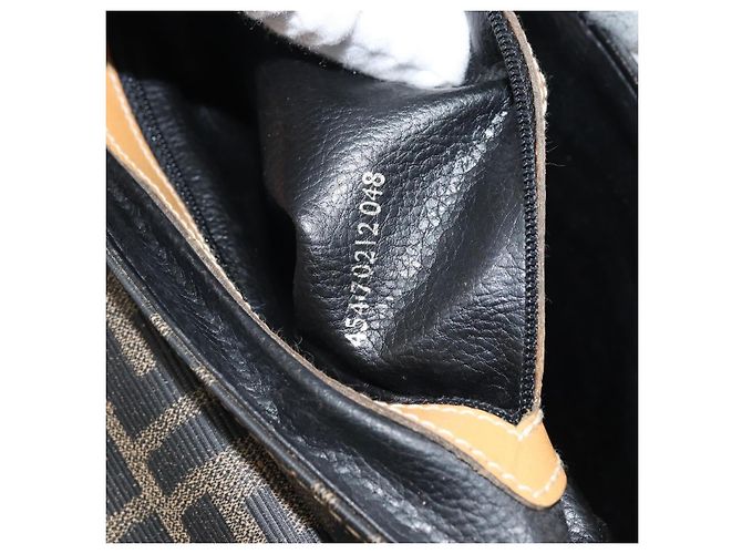 Borsa a mano in tela Zucca FENDI PVC marrone nero Auth 158200 - vista 12