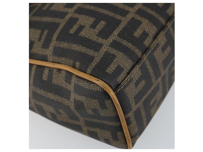 Borsa a mano in tela Zucca FENDI PVC marrone nero Auth 158200 - vista 14