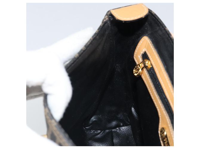 Borsa a mano in tela Zucca FENDI PVC marrone nero Auth 158200 - vista 21