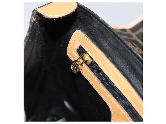 Borsa a mano in tela Zucca FENDI PVC marrone nero Auth 158200 - vista 22