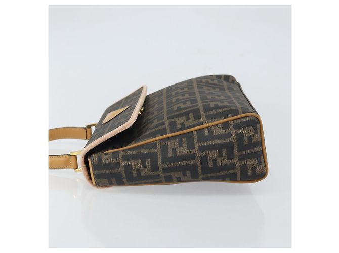 Borsa a mano in tela Zucca FENDI PVC marrone nero Auth 158200 - vista 4