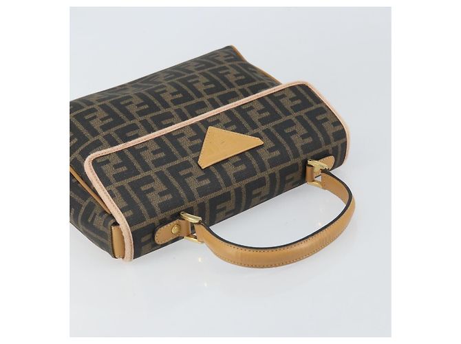 Borsa a mano in tela Zucca FENDI PVC marrone nero Auth 158200 - vista 6