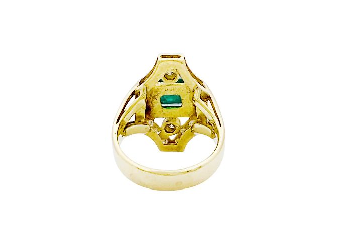 Autre Marque Anello in oro giallo, smeraldo e diamanti. - vista 4