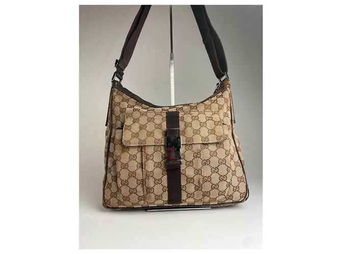 Vintage Gucci Monogramm 2Way Tasche Beige Braun - Ansicht 10