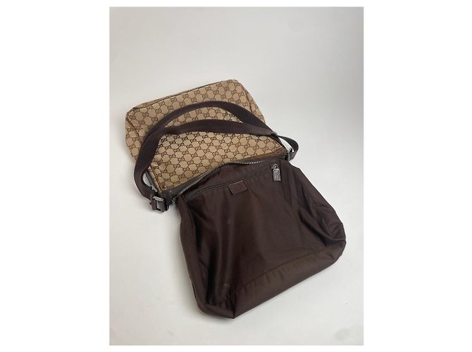 Vintage Gucci Monogramm 2Way Tasche Beige Braun - Ansicht 3
