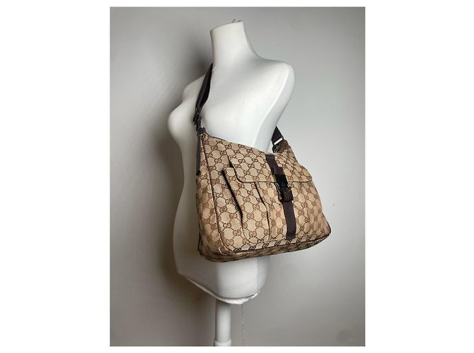 Vintage Gucci Monogramm 2Way Tasche Beige Braun - Ansicht 5
