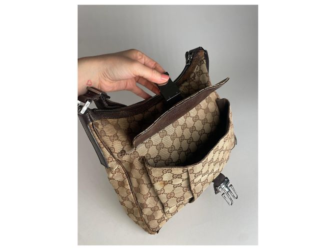 Vintage Gucci Monogramm 2Way Tasche Beige Braun - Ansicht 6
