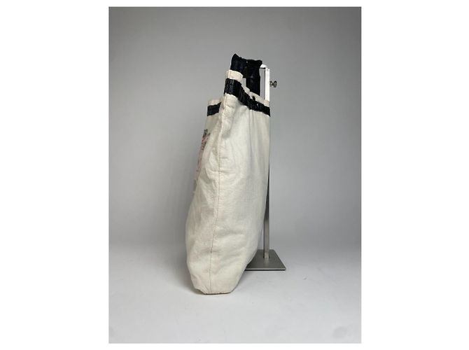 Comme Des Garcons Vintage Comme Des Garçons Canvas Tote Bah White Black Tragetasche Weiß - Ansicht 6