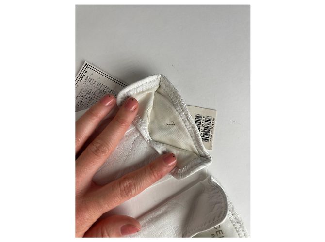 Céline Guantes de cuero vintage Celine Paris blancos - vista 2