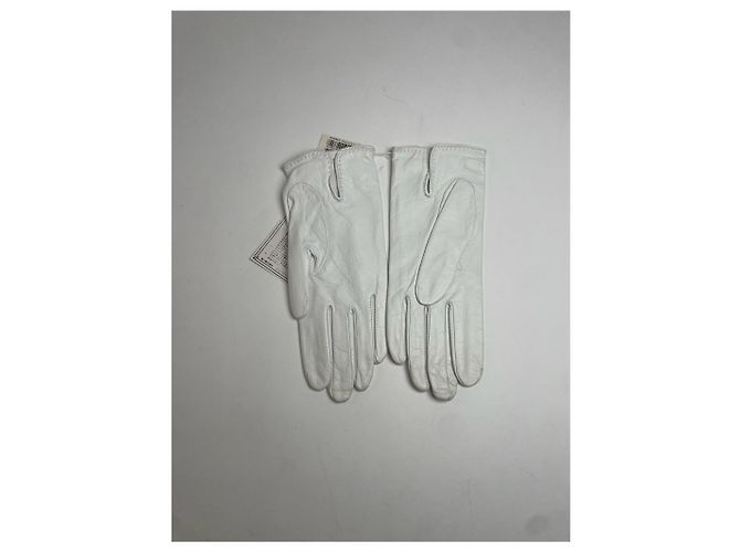 Céline Guantes de cuero vintage Celine Paris blancos - vista 3