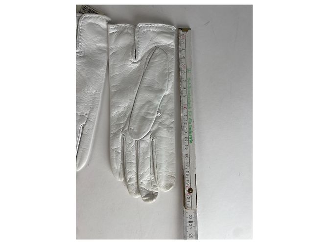 Céline Guantes de cuero vintage Celine Paris blancos - vista 6