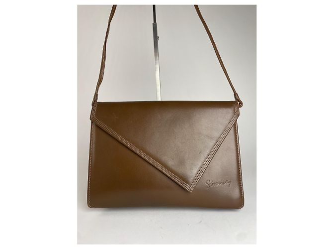Bolsa de ombro de couro assimétrica vintage Givenchy marrom - vista 8