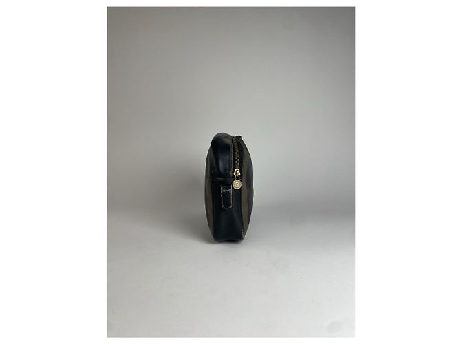Clutch in pelle a righe vintage Fendi nero e marrone - vista 6