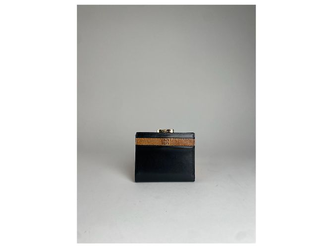 Vintage Givenchy Snake Emblossed Leather Wallet Black Brown - view 4