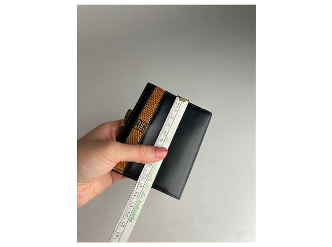 Vintage Givenchy Snake Emblossed Leather Wallet Black Brown - view 5