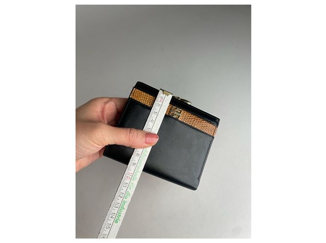 Vintage Givenchy Snake Emblossed Leather Wallet Black Brown - view 7