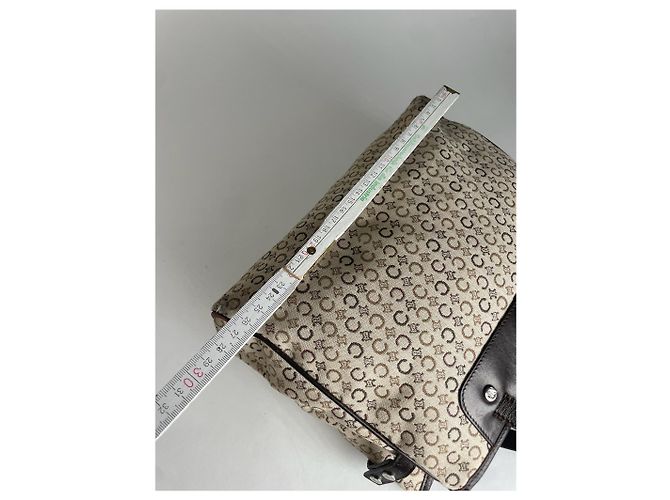 Triomphe Céline Vintage Celine Monogram Handtasche Beige Braun - Ansicht 11