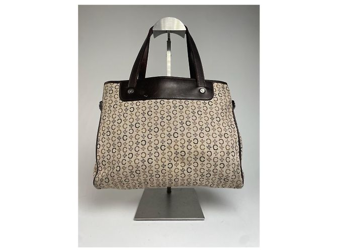Triomphe Céline Vintage Celine Monogram Handtasche Beige Braun - Ansicht 2