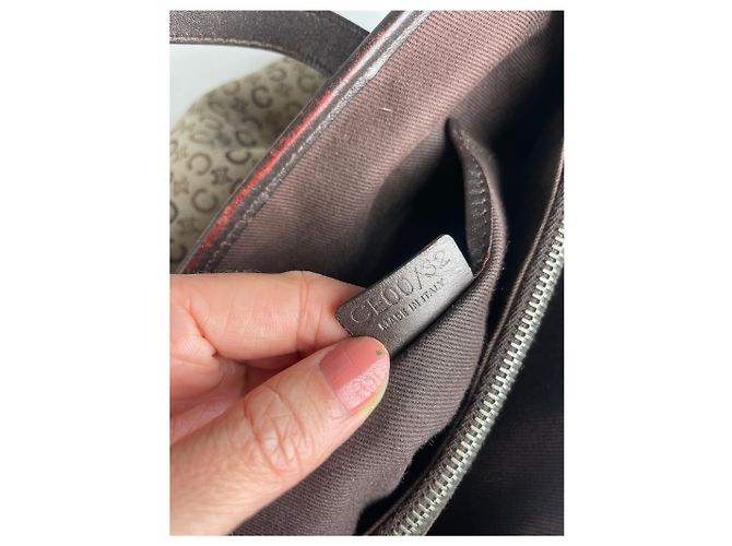 Triomphe Céline Vintage Celine Monogram Handtasche Beige Braun - Ansicht 3