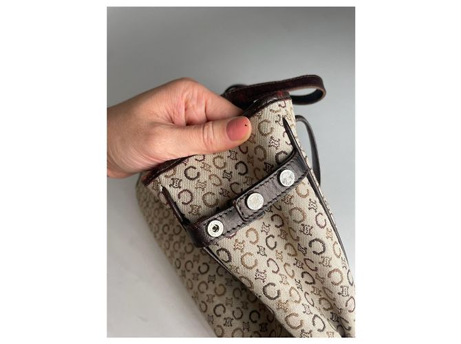 Triomphe Céline Vintage Celine Monogram Handtasche Beige Braun - Ansicht 6