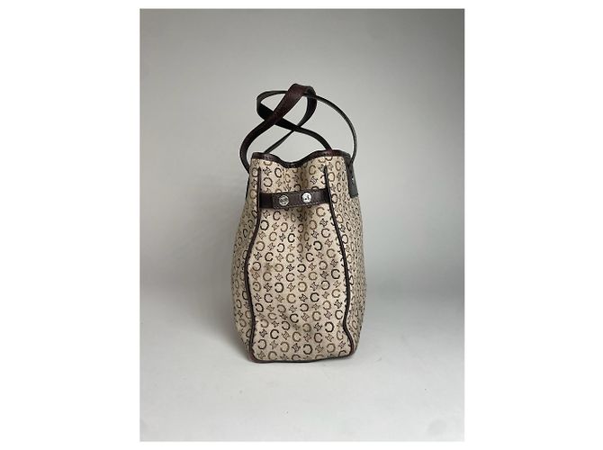 Triomphe Céline Vintage Celine Monogram Handtasche Beige Braun - Ansicht 7