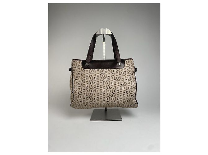 Triomphe Céline Vintage Celine Monogram Handtasche Beige Braun - Ansicht 8