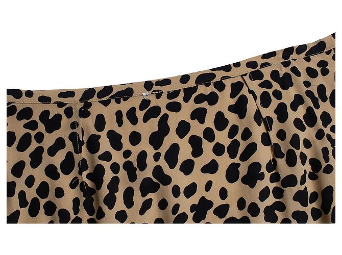 Autre Marque Falda midi envolvente con estampado de leopardo Rixo London Castaño Negro - vista 8