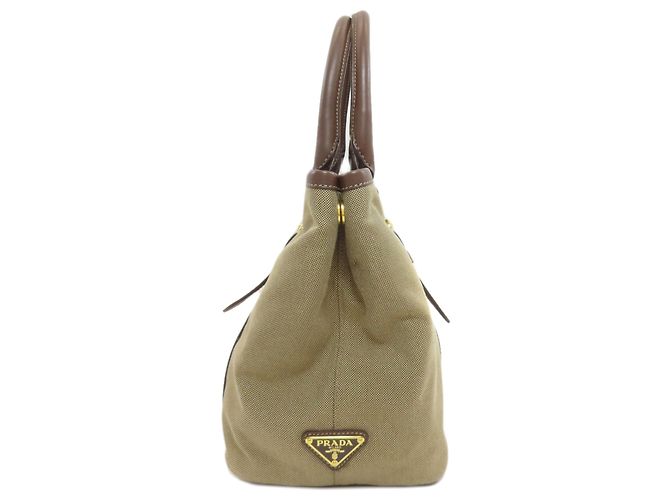 Borsa a mano in tela marrone Prada - vista 3