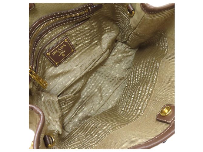 Borsa a mano in tela marrone Prada - vista 5