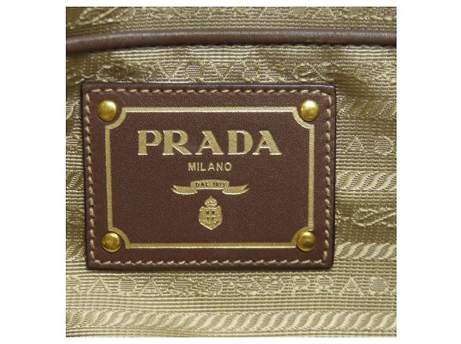 Borsa a mano in tela marrone Prada - vista 6