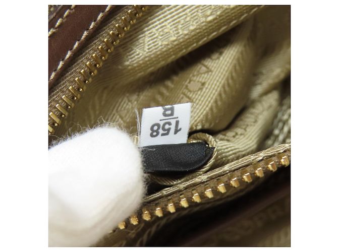 Borsa a mano in tela marrone Prada - vista 7
