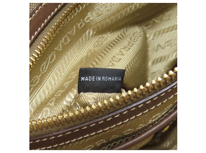 Borsa a mano in tela marrone Prada - vista 9