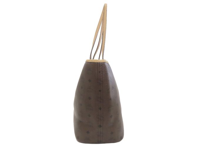 Borsa Tote MCM Logo Beige e Marrone Scuro PVC - vista 3