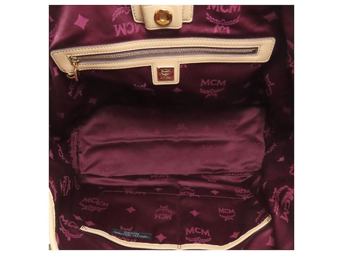 Borsa Tote MCM Logo Beige e Marrone Scuro PVC - vista 5