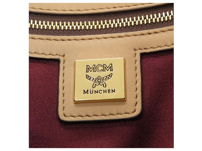 Borsa Tote MCM Logo Beige e Marrone Scuro PVC - vista 6