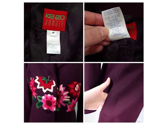 Abrigo burdeos Kenzo de los años 90 Azul oscuro - vista 10