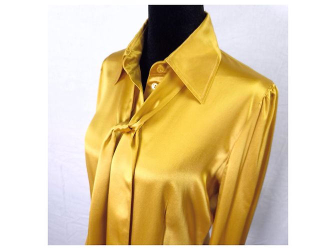 Max Mara camicia gialla con lavallière Giallo - vista 5