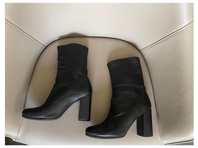 Botas negras Uterque de cuero elástico talla 38 Negro - vista 2
