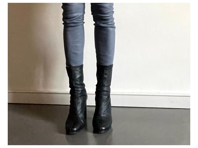 Botas negras Uterque de cuero elástico talla 38 Negro - vista 3